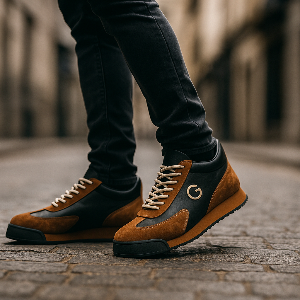 JAMES™ | Men's Suede-Panel Leather Sneaker
