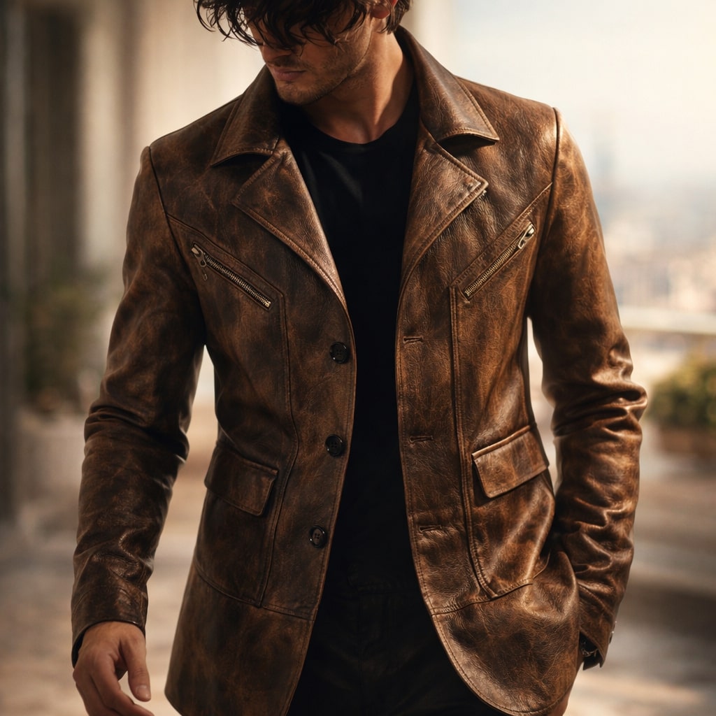 JAMES ™ | Men's Structured Leather Panel Coat