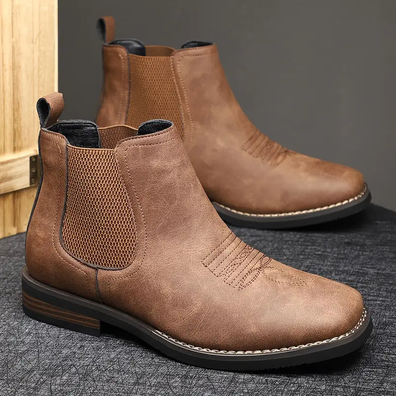 JAMES™ | Men's Leather Boot with Elastic Panels
