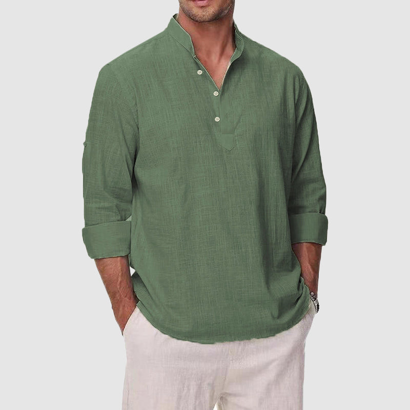 JAMES™ | Men's Cotton-Linen Henley Shirt