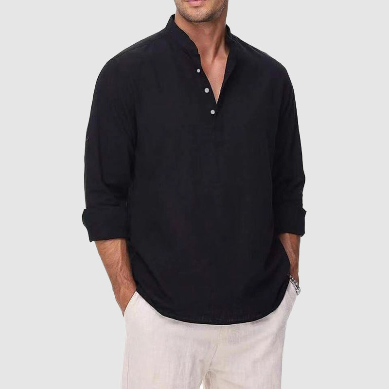 JAMES™ | Men's Cotton-Linen Henley Shirt