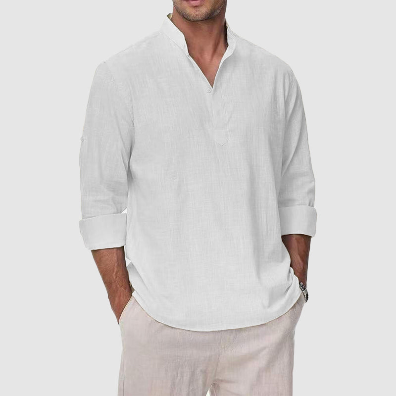 JAMES™ | Men's Cotton-Linen Henley Shirt