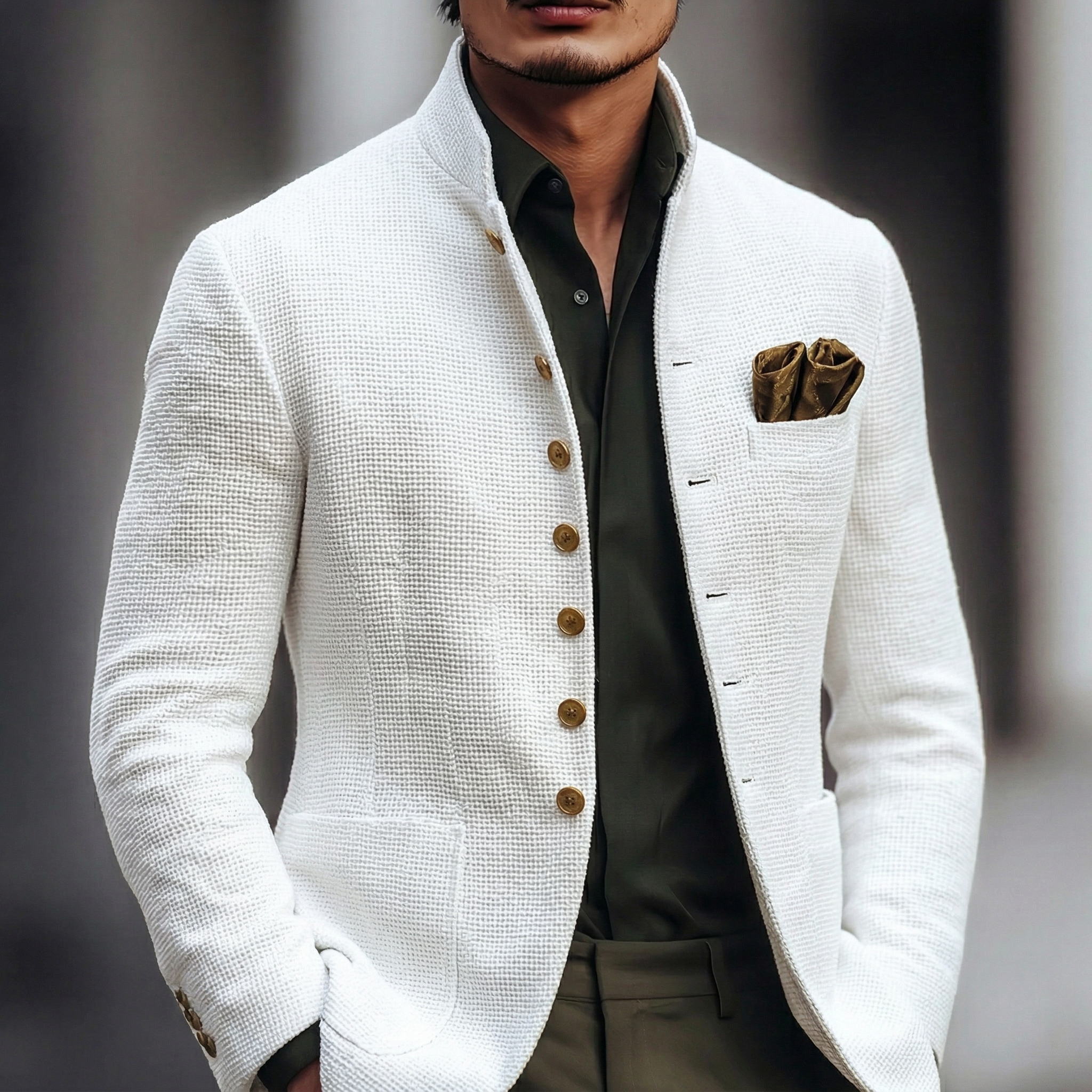 JAMES™ | Men's Gold-Button Knit Blazer