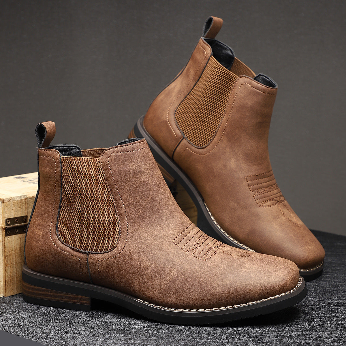 JAMES™ | Men's Leather Boot with Elastic Panels