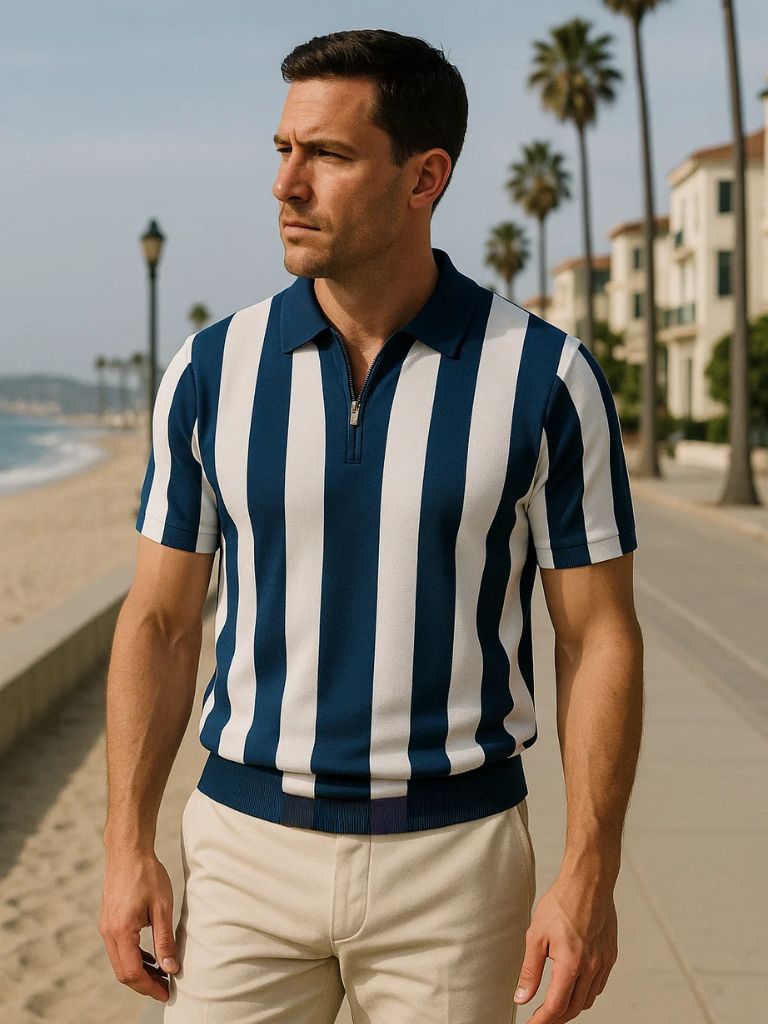 JAMES™ | Striped Zip Polo