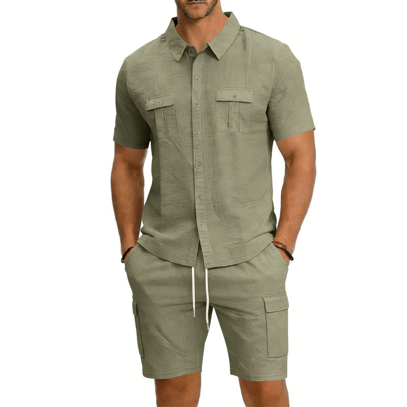 JAMES™ | Men's Utility Pocket Shirt Shorts Set