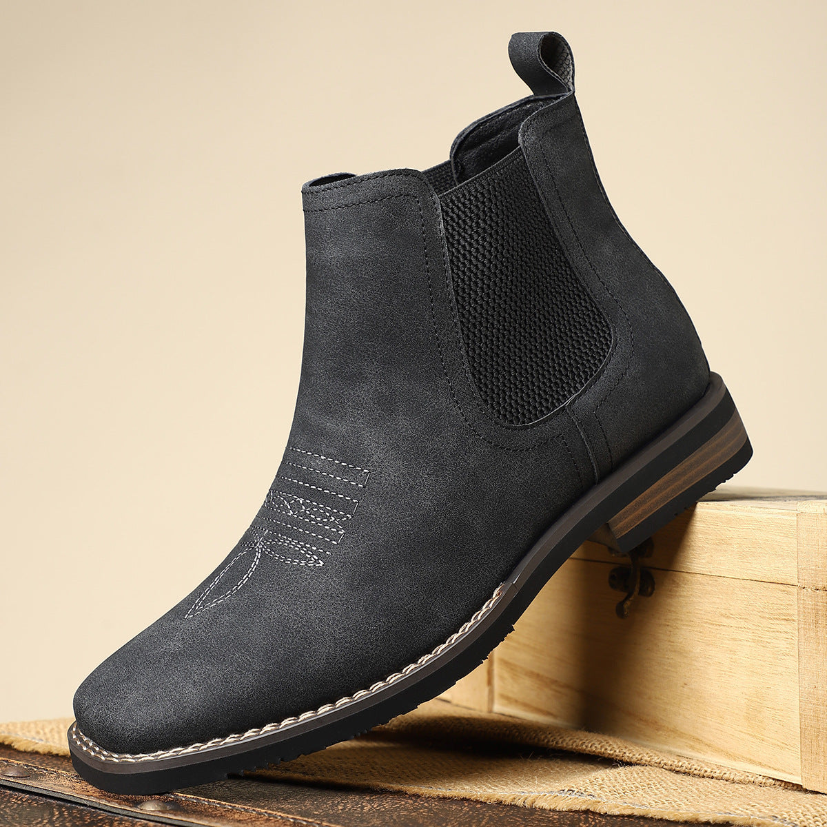 JAMES™ | Men's Leather Boot with Elastic Panels
