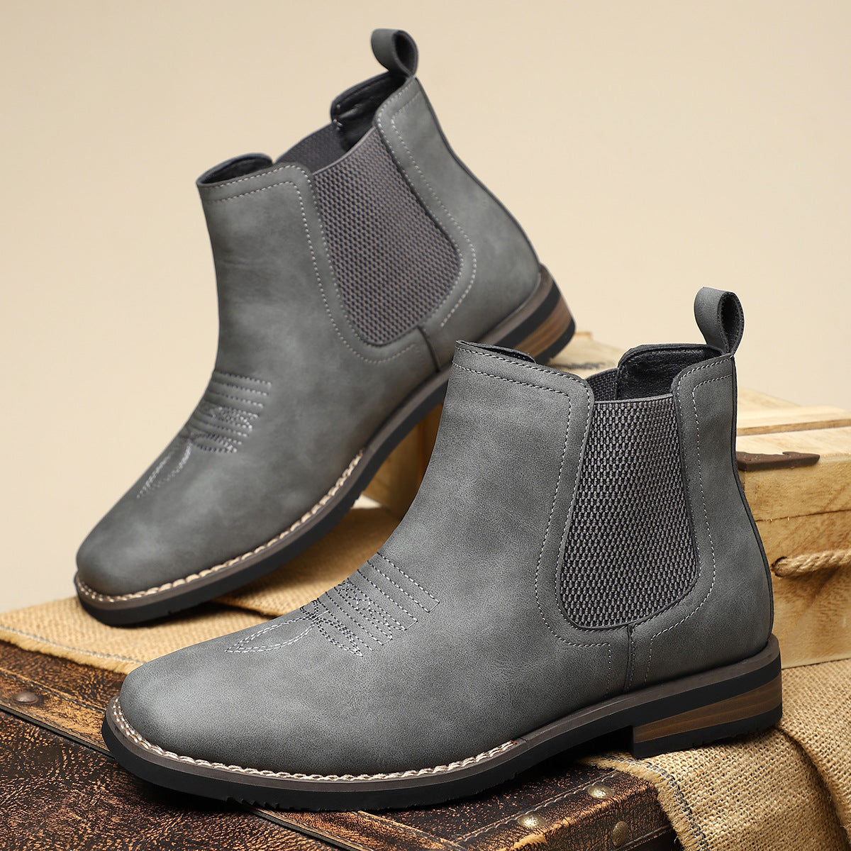 JAMES™ | Men's Leather Boot with Elastic Panels