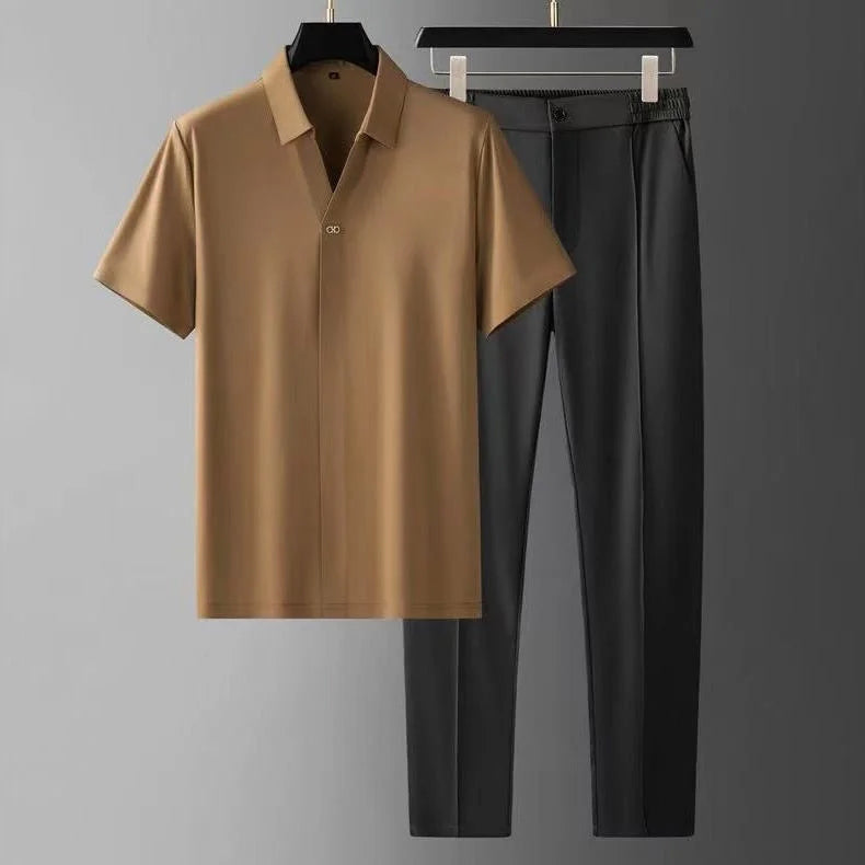 JAMES™ | Men's V-Neck Shirt Trousers Set