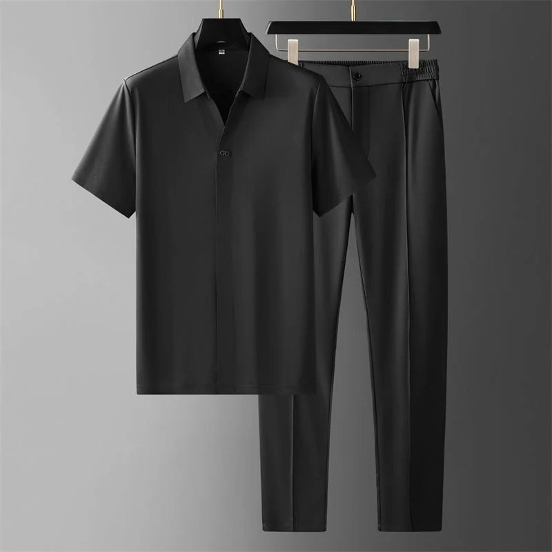 JAMES™ | Men's V-Neck Shirt Trousers Set