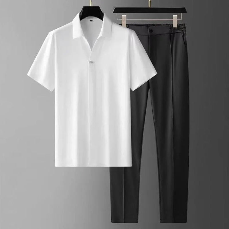 JAMES™ | Men's V-Neck Shirt Trousers Set