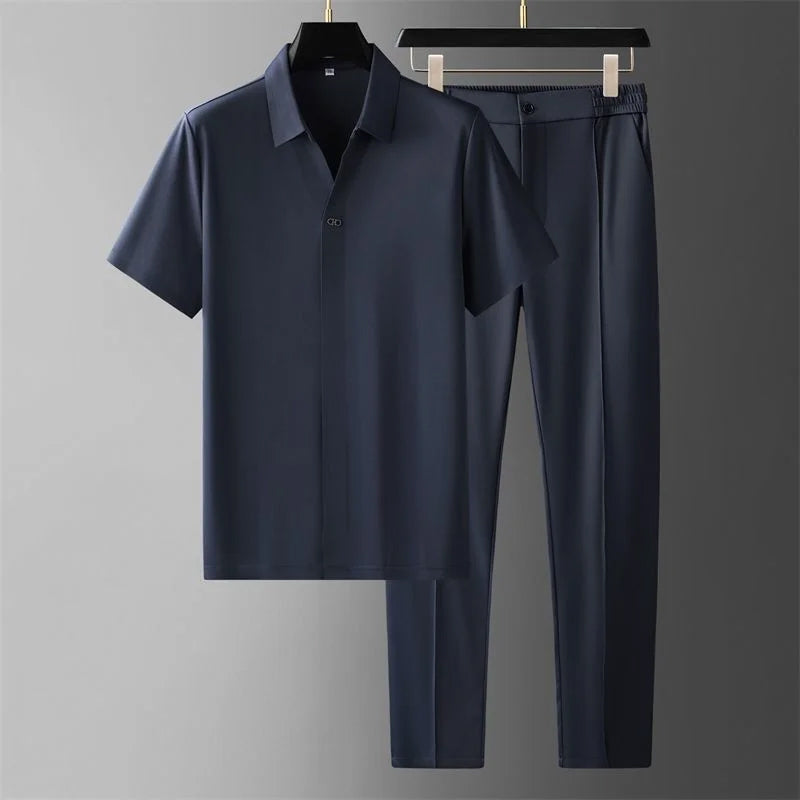 JAMES™ | Men's V-Neck Shirt Trousers Set