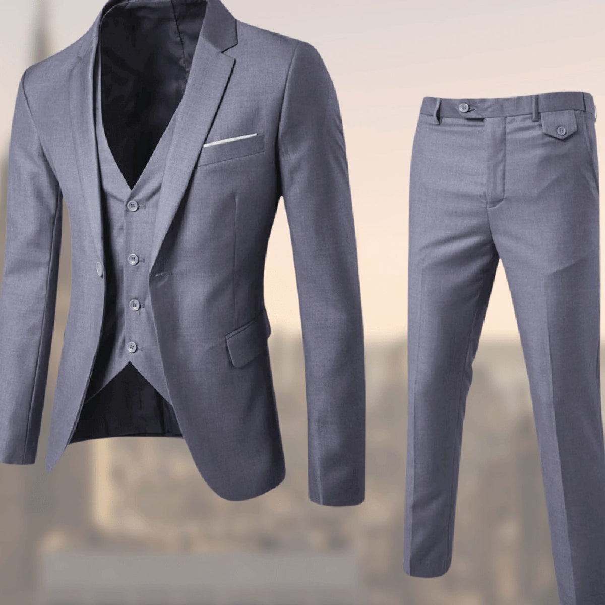 JAMES | Men's Slim-Fit Three-Piece Classic Formal Suit Set