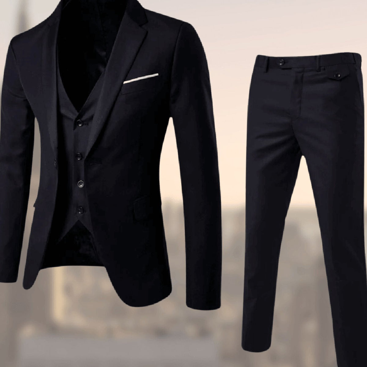 JAMES | Men's Slim-Fit Three-Piece Classic Formal Suit Set